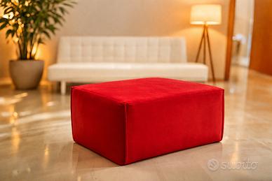 Pouf design velluto rosso