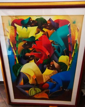 Grande Quadro Naïf Caraibico 90x115