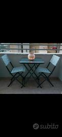 tavolo giardino pieghevole  con  2 sedie 