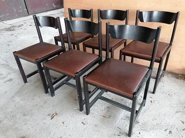 Sedie legno con seduta in pelle