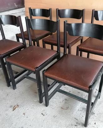 Sedie legno con seduta in pelle