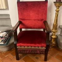 Sedia Trono Antico in vellutto rosso da sistemare