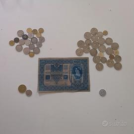Lotto banconota 1000 Corone 1902 Austria + monete