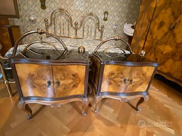 Comodini vintage anni’50 noce /radica