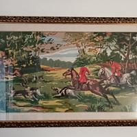 Quadro Ricamato a Mano Scena Caccia 125x68 cm