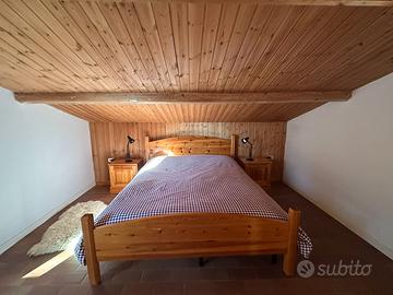 Letto matrimoniale artigianale legno + 2 comodini