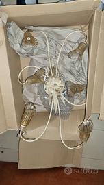 Lampadario in ferro battuto con luci alogene