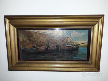 Quadro BARCHE NEI FOSSI DI LIVORNO Anonimo