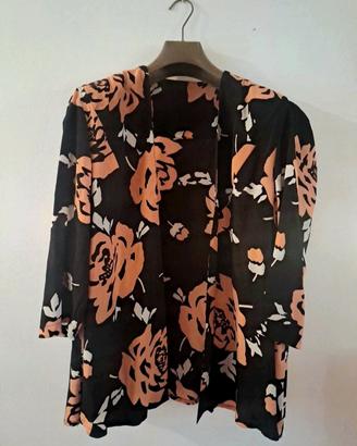 Spolverino Kimono floreale misto Seta TG 46 50