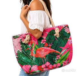 Borsa mare maxi con paillettes reversibili 