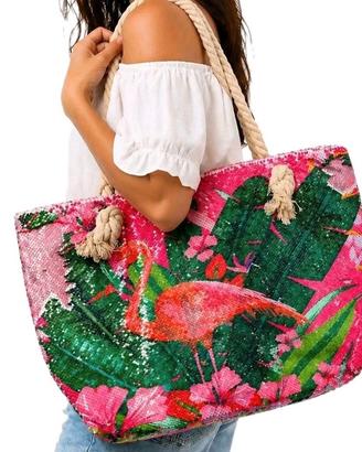 Borsa mare maxi con paillettes reversibili 