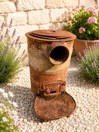 stufa vintage in ghisa
