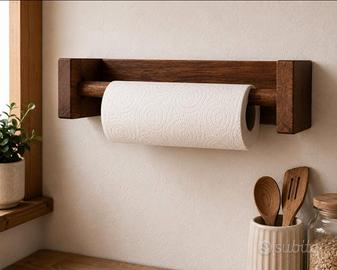 Porta rotolo cucina asciugamani in legno 40x10 cm