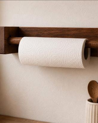 Porta rotolo cucina asciugamani in legno 40x10 cm