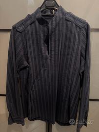 camicia coreana a righe blu