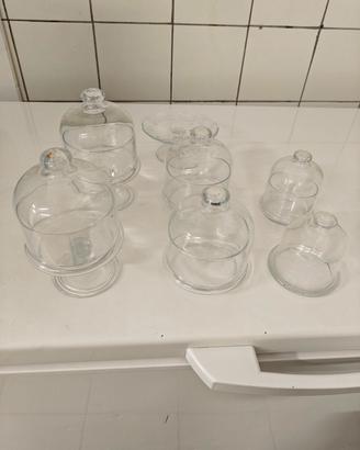 set di 8 campane in vetro 