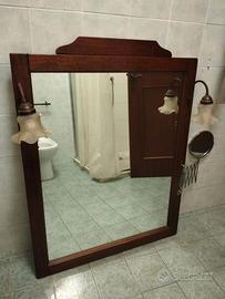 Specchio Bagno Legno Arte Povera con Applique