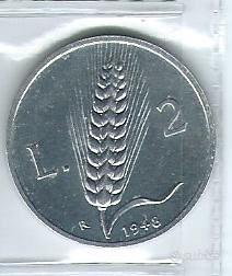 2 lire "SPIGA" "ULIVO "Repubblica Italiana