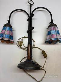 LAMPADA DA TAVOLO TIFFANY VINTAGE A DUE LUCI