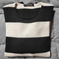Maglione a strisce bianconere lana merino/alpaca