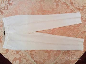 Pantaloni Pt01 sigaretta donna broccato bianco