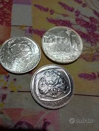 3 monete Argento lire 500 + 500 + 5000 oltre 40 gr