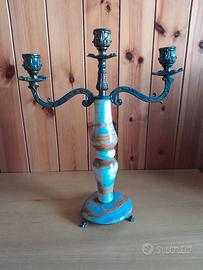 Portacandele ferro battuto e onice 