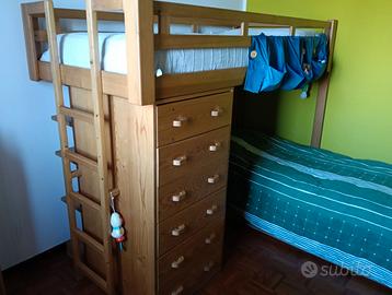 Cameretta in Legno Massello: Letto a Castello a L