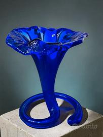 Vaso artistico in vetro blu cobalto
