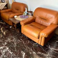 Coppia di poltrone in vera pelle