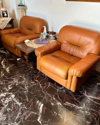 Coppia di poltrone in vera pelle