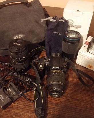 Nikon D3000 18-55dx Tamron 75-300 borsa kit sb-600
