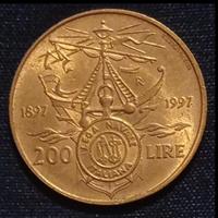 Moneta da 200 lire del 1997 Lega Navale Italiana 
