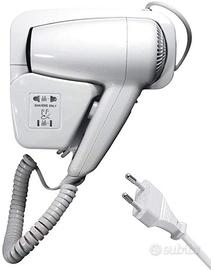 Asciugacapelli da parete con presa per rasoio