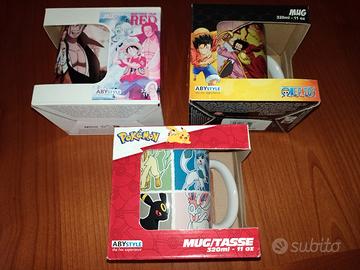 One piece e Pokémon tre mug/tazze ABYstyle Nuove 