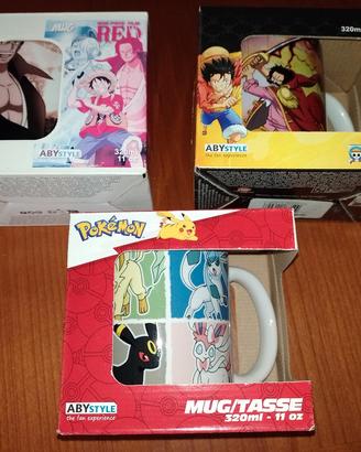 One piece e Pokémon tre mug/tazze ABYstyle Nuove 