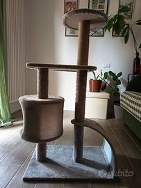 Tiragraffi Grigio con Tana per Gatti