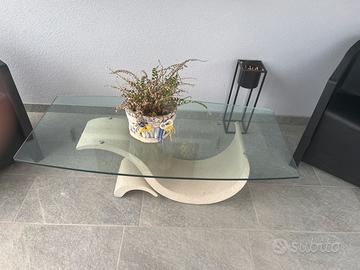 Tavolo da soggiorno pietra/vetro