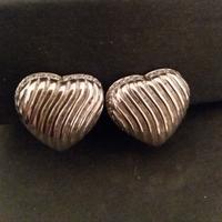 Orecchini cuore argento/zirconi clip