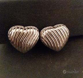 Orecchini cuore argento/zirconi clip