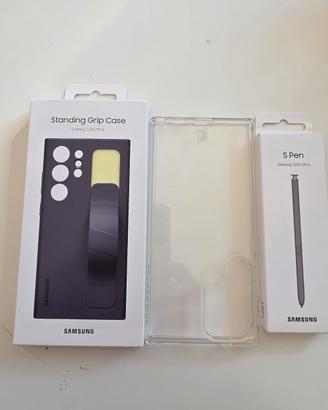accessori originali s24ultra e cover trasparente 