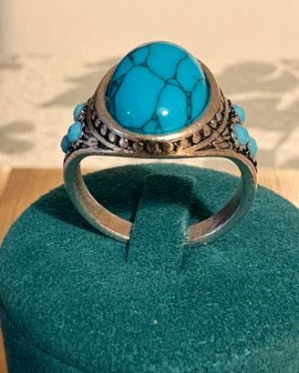 Anello Vitage con pietra turchese