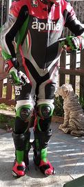 Tuta da moto integrale con scritte Aprilia