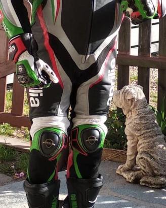 Tuta da moto integrale con scritte Aprilia