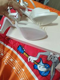 Scarpe da sposa bianche in vera pelle