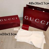 set scatola e shopper rossa lucida Gucci