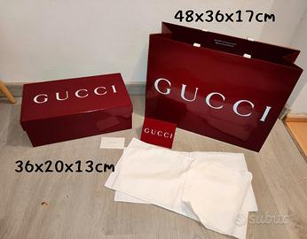 set scatola e shopper rossa lucida Gucci