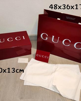 set scatola e shopper rossa lucida Gucci