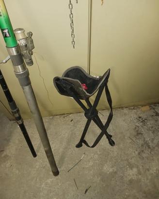 2 Canna da pesca 1 sgabello 1 mulinello