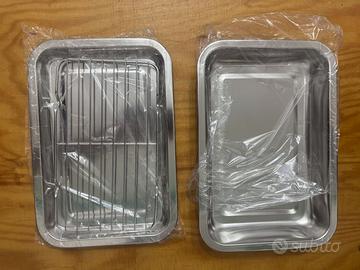 Set teglie da forno + griglia acciaio inox NUOVI